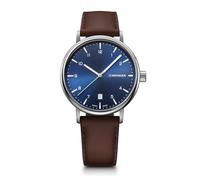 WENGER Urban Classic - 40 mm, Cadran Bleu, Bracelet en Cuir, Montre pour Homme