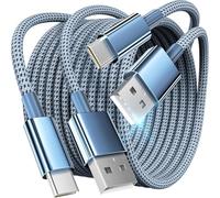 Wengshini Lot de 2 câbles USB C de 2 m, câble de charge rapide tressé USB vers USB C pour manette de PS5, iPhone 15, Samsung Galaxy S23, S22, S21, Note 10, 9, 8, Huawei, LG, Pixel, Sony, etc
