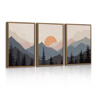 WENGTIAO Vintage Tableau Toile Peinture Encadré, Aquarelle Montagne Paysages Tableau Decoration Murale, Abstraite Nature Coucher du Soleil Forêt Peinture pour Decoration Salon Maison Chambre 40x60cmx3