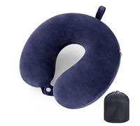WENGX Oreiller de voyage en mousse à mémoire de forme - Coussin de soutien de la tête pour avion, train, voiture, bureau, voyage, voyage - Essentiel pour un repos long terme (bleu marine)