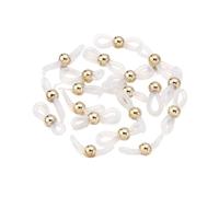 WENH 50 Perles for chaînes de Lunettes, Embouts en Caoutchouc Silicone réglables, connecteurs for la création de Bijoux et Supports for Lunettes de Vue ou de Soleil.(Gold White)