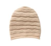 WENH Bonnet en Cachemire tricoté for Femme, Tendance Automne/Hiver, épais et Chaud, en Jacquard, avec Protection des Oreilles et Capuche.(Beige)