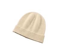WENH Bonnet en Maille côtelée Cachemire for Femme, Chaud, Doux, élégant, Polyvalent, léger et texturé, Accessoire idéal for l'hiver(Beige)