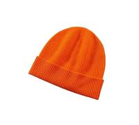 WENH Bonnet en Maille côtelée Cachemire for Femme, Chaud, Doux, élégant, Polyvalent, léger et texturé, Accessoire idéal for l'hiver(Orange)