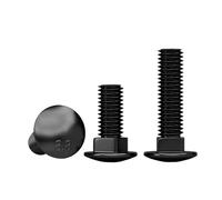 WENH Boulons en acier au carbone noir de qualité 8.8 M6 M8 M10 M12 M14 M16 M18, vis de chariot à tête ronde et à col carré(M12x70 Half(10pcs))