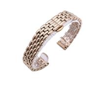 WENH Bracelet de montre en acier inoxydable for femme, 10 mm, 12 mm, 14 mm, 16 mm, argent, or, noir, or rose(Rose Gold,12mm)