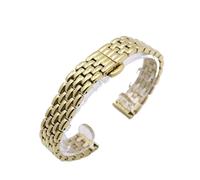 WENH Bracelet de montre en acier inoxydable for femme, 10 mm, 12 mm, 14 mm, 16 mm, argent, or, noir, or rose(Gold,10mm)