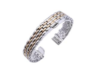 WENH Bracelet de montre en acier inoxydable for femme, 10 mm, 12 mm, 14 mm, 16 mm, argent, or, noir, or rose(Rose Gold Silver,10mm)
