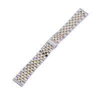 WENH Bracelet de montre en acier inoxydable massif, largeur 10-24 mm, bracelet de rechange for hommes et femmes, accessoires(Silver Gold,15mm)