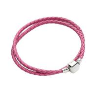 WENH Bracelet en Cuir tressé Double Couche, 12 Couleurs, Compatible avec Les Bracelets à Breloques Originaux, for la création de Bijoux for Femmes et Hommes.(Hot Pink)