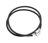 WENH Bracelet en Cuir tressé Double Couche, 12 Couleurs, Compatible avec Les Bracelets à Breloques Originaux, for la création de Bijoux for Femmes et Hommes.(Black)