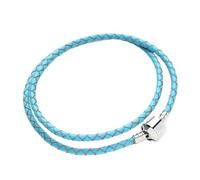 WENH Bracelet en Cuir tressé Double Couche, 12 Couleurs, Compatible avec Les Bracelets à Breloques Originaux, for la création de Bijoux for Femmes et Hommes.(Blue)
