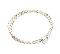 WENH Bracelet en Cuir tressé Double Couche, 12 Couleurs, Compatible avec Les Bracelets à Breloques Originaux, for la création de Bijoux for Femmes et Hommes.(White)