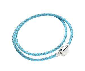 WENH Bracelet en Cuir tressé Double Couche, 12 Couleurs, Compatible avec Les Bracelets à Breloques Originaux, for la création de Bijoux for Femmes et Hommes.(Blue)