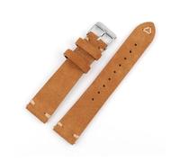 WENH Bracelets de montre en daim faits main for hommes 18 mm, 19 mm, 20 mm, 21 mm, 22 mm, bracelet de montre en cuir marron à dégagement rapide(Tan,18mm)