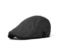 WENH Casquette Newsboy for hommes, grande taille, laine épaisse et chaude, Vintage, à chevrons, bérets décontractés à rayures, chapeau plat à visière réglable(Black)