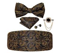 WENH Ceinture de Smoking et nœud Papillon for Hommes, Motif Paisley doré, for Mariage, Bal Formel, Ceinture élastique, Large Ceinture, Ensemble de Broches (Color : YF3001-XZ0009)