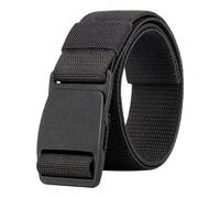 WENH Ceinture en Tissu de Grande Taille for Hommes, Sangle en Nylon sans Trou, Boucle en Plastique, Ceinture Militaire en mélange de Nylon(130cm,Black)