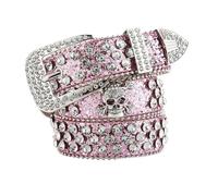 WENH Ceinture glamour en PU rivetée de strass : l'accessoire de style occidental for les jeans Y2K !(Pink)