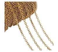 WENH Chaîne en Acier Inoxydable plaqué Or Poli de 1 mètre avec Anneau en O for la création de Bijoux Fantaisie, Bracelets et Colliers Faits Main.(Gold,0.6mm)