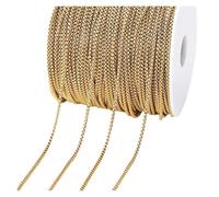 WENH Chaînes à maillons carrés en Acier Inoxydable de 2 mètres (2/2,5 mm) for la création de Bijoux (Colliers, Bracelets, chaînes de Cheville) - Accessoires et Fournitures(Gold Color,2mm)