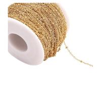 WENH Chaînes de Perles en Acier Inoxydable de 2 mètres for la création de Bijoux, Colliers et Bracelets DIY(Gold Color)