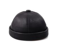 WENH Chapeaux en daim véritable for hommes, casquettes rondes en cuir rétro, Bonnet fin décontracté for propriétaire, Bonnet sans bords à la mode, hiver et automne(XXL(59cm60cm))