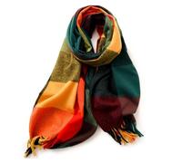 WENH Écharpe femme rayé Plaid châle élégant Style célébrité automne et hiver écharpe Imitation cachemire(Old Seven Colors)
