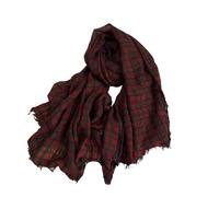 WENH Écharpe rétro en laine mélangée britannique for femme, automne et hiver, chaude, à carreaux, for l'extérieur, polyvalente, longue, 90 x 200 cm(Red)