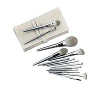 WENH Ensemble de 14 pinceaux de maquillage for outils de beauté Pinceau for fard à paupières doux et moelleux Pinceau for pâte anti-cernes Pinceau de maquillage(Silvery)
