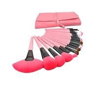 WENH Ensemble de 24 pinceaux de maquillage en bois avec sac, fard à paupières, sourcils, eye-liner, fond de teint, ombres à paupières, outil de maquillage cosmétique professionnel(Wood Pink)