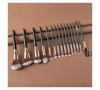 WENH Ensemble de pinceaux de maquillage 7/10/15 pièces avec sac, fard à paupières, poudre, fond de teint, lèvres, outil de beauté professionnel, pinceau de maquillage(15pcs black)