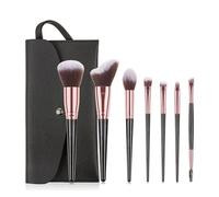 WENH Ensemble de pinceaux de maquillage 7/10/15 pièces avec sac, fard à paupières, poudre, fond de teint, lèvres, outil de beauté professionnel, pinceau de maquillage(7pcs black with bag)