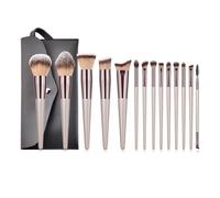 WENH Ensemble de pinceaux de maquillage champagne for femmes, fond de teint, poudre, blush, fard à paupières, pinceau de mélange Kabuki, outils de beauté(14pcs with black bag)