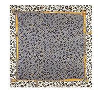 WENH Foulards carrés classiques en sergé de 130cm for femmes, Design de chaîne léopard, grande tête(2)