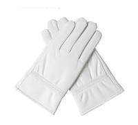 WENH Gants Blancs en Cuir véritable for Hommes, qualité à la Mode, Poignet Solide, Doigt Complet, Mitaines en Peau d'agneau, Chaud, Coupe-Vent for l'hiver, Conduite(M)