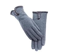 WENH Gants de conduite chauds for femmes, automne-hiver, ouverture boutonnée, intérieur en peluche douce, broderie florale, gants de cyclisme(Gray)