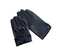 WENH Gants d'hiver en cuir for homme avec doublure minimaliste en velours noir, chauds et adaptés à la moto et aux activités de plein air.(GRAY,10.5)