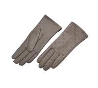 WENH Gants d'hiver for femmes en cuir véritable, chauds et ornés de rivets en velours.(GRAY,6.5)