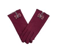 WENH Gants élégants et tendance for femmes, mitaines d'hiver chaudes en cachemire avec nœud et dentelle, ornés d'un nœud, couvrant les doigts et les poignets.(Maroon)
