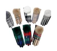 WENH Gants en cachemire for femmes, gants de conduite en laine à carreaux for femmes, moufles for femmes(Color 4)