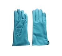 WENH Gants en cuir et peau de mouton for femme, chauds, doublés polaire, couleur tendance, fins, for activités de plein air(SKY BLUE,6 1/2)
