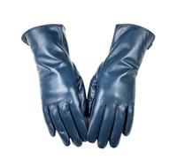 WENH Gants en cuir et peau de mouton for femme, chauds, doublés polaire, couleur tendance, fins, for activités de plein air(Sea blue,6 1/2)