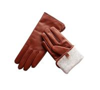 WENH Gants en cuir et peau de mouton for femme, chauds, doublés polaire, couleur tendance, fins, for activités de plein air(Chocolate,8)