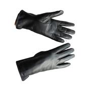 WENH Gants en cuir et peau de mouton for femme, chauds, doublés polaire, couleur tendance, fins, for activités de plein air(Black touch screen,6 1/2)