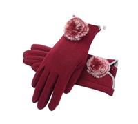 WENH Gants en velours cachemire non inversé for femme, mi-longs, chauds, à lacets, for l'automne et l'hiver. Gants en coton for femme.(I31 Red)