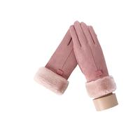 WENH Gants en velours cachemire non inversé for femme, mi-longs, chauds, à lacets, for l'automne et l'hiver. Gants en coton for femme.(F39 Pink)