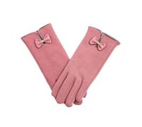 WENH Gants en velours cachemire non inversé for femme, mi-longs, chauds, à lacets, for l'automne et l'hiver. Gants en coton for femme.(D Pink)