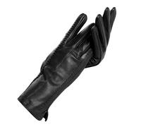 WENH Gants for femmes en cuir blanc, cuir véritable, doublure en coton chaud, gants en cuir de mode, gants en cuir hiver chaud(Black,7)