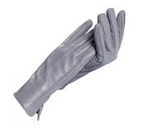 WENH Gants for femmes en cuir blanc, cuir véritable, doublure en coton chaud, gants en cuir de mode, gants en cuir hiver chaud(GRAY,6.5)